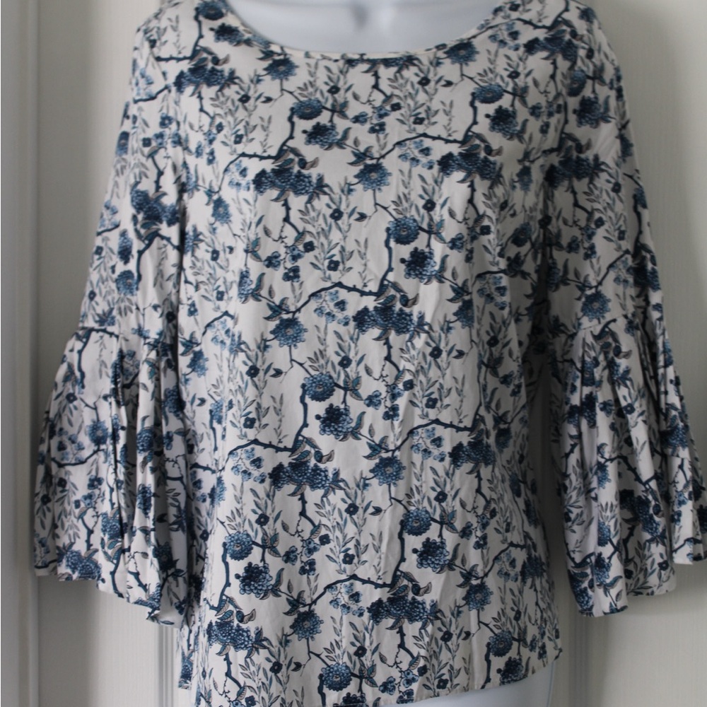 Blue and White Blouse with Elegant Design